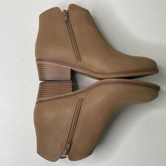 Mia Jaice Ankle Bootie Vegan Low Stacked Heel Side Zip Braid Detail Round Toe - Picture 9 of 12
